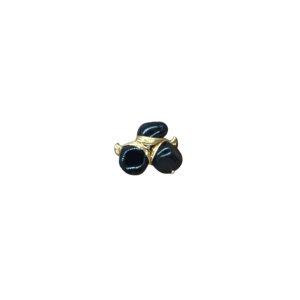Anillo ajustable con 3 cuentas de piedra obsidiana negra