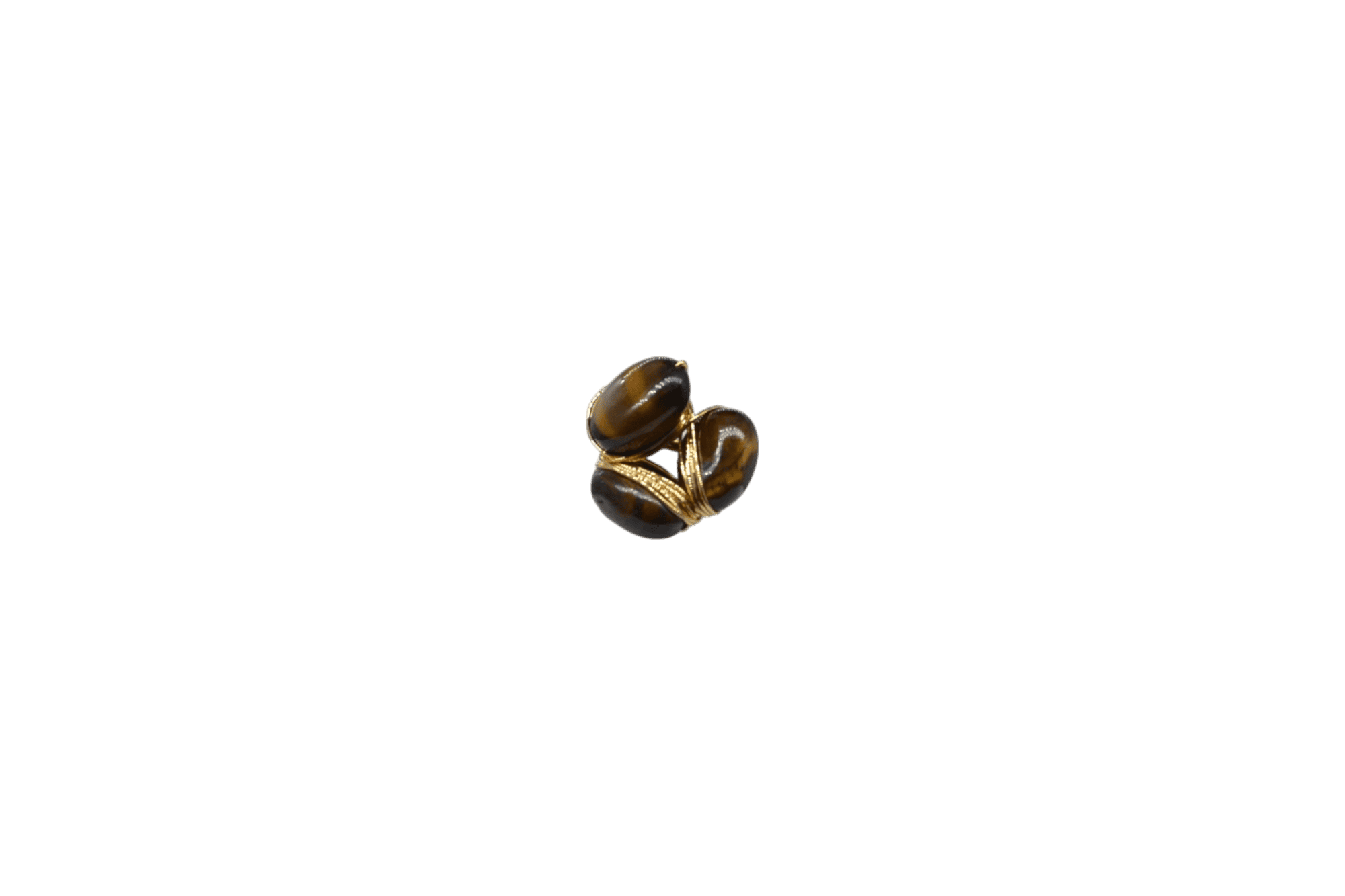 Anillo ajustable con 3 cuentas de piedra ojo de tigre