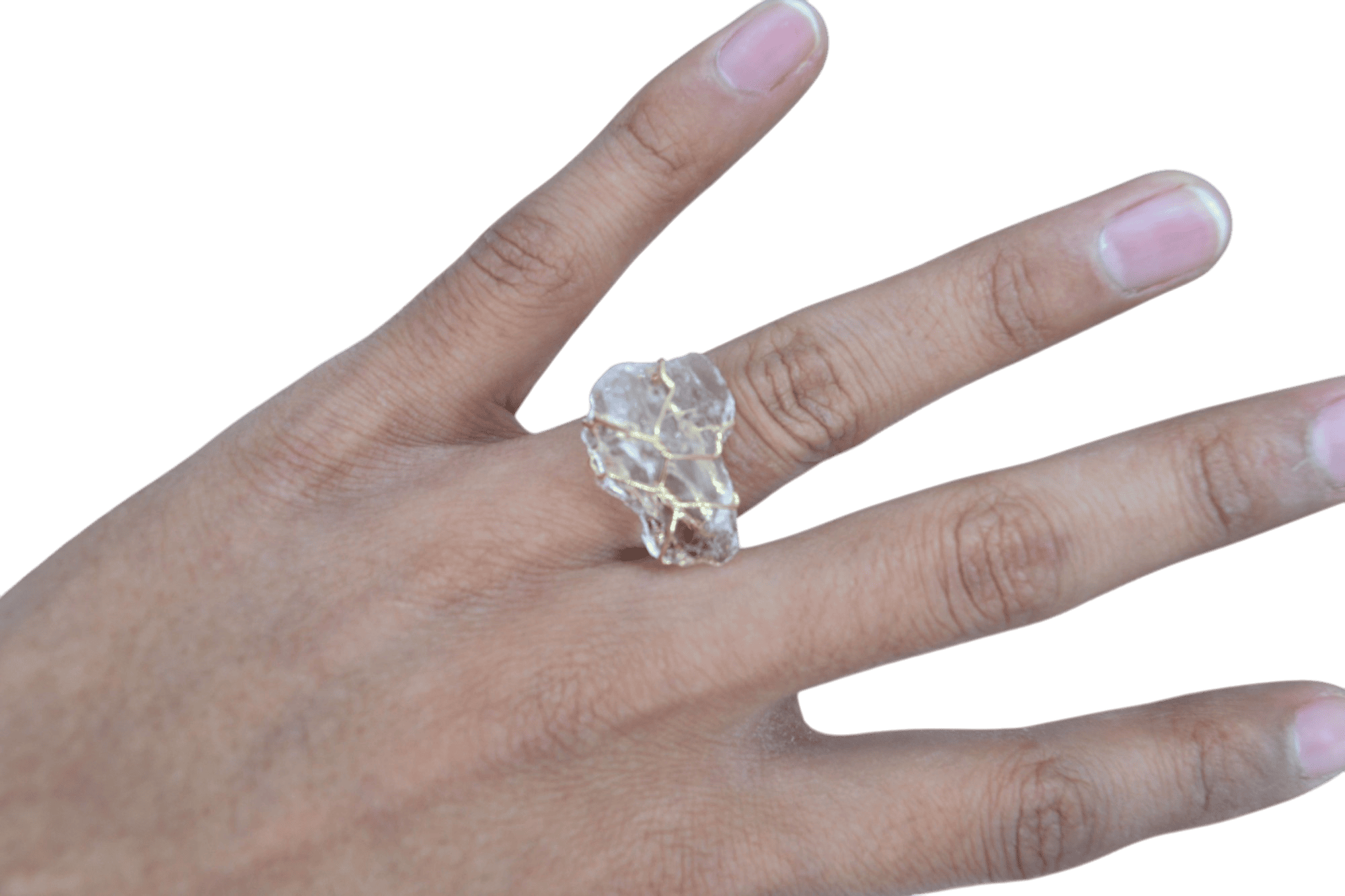 Anillo ajustable de cuarzo cristal en bruto - Imagen 2