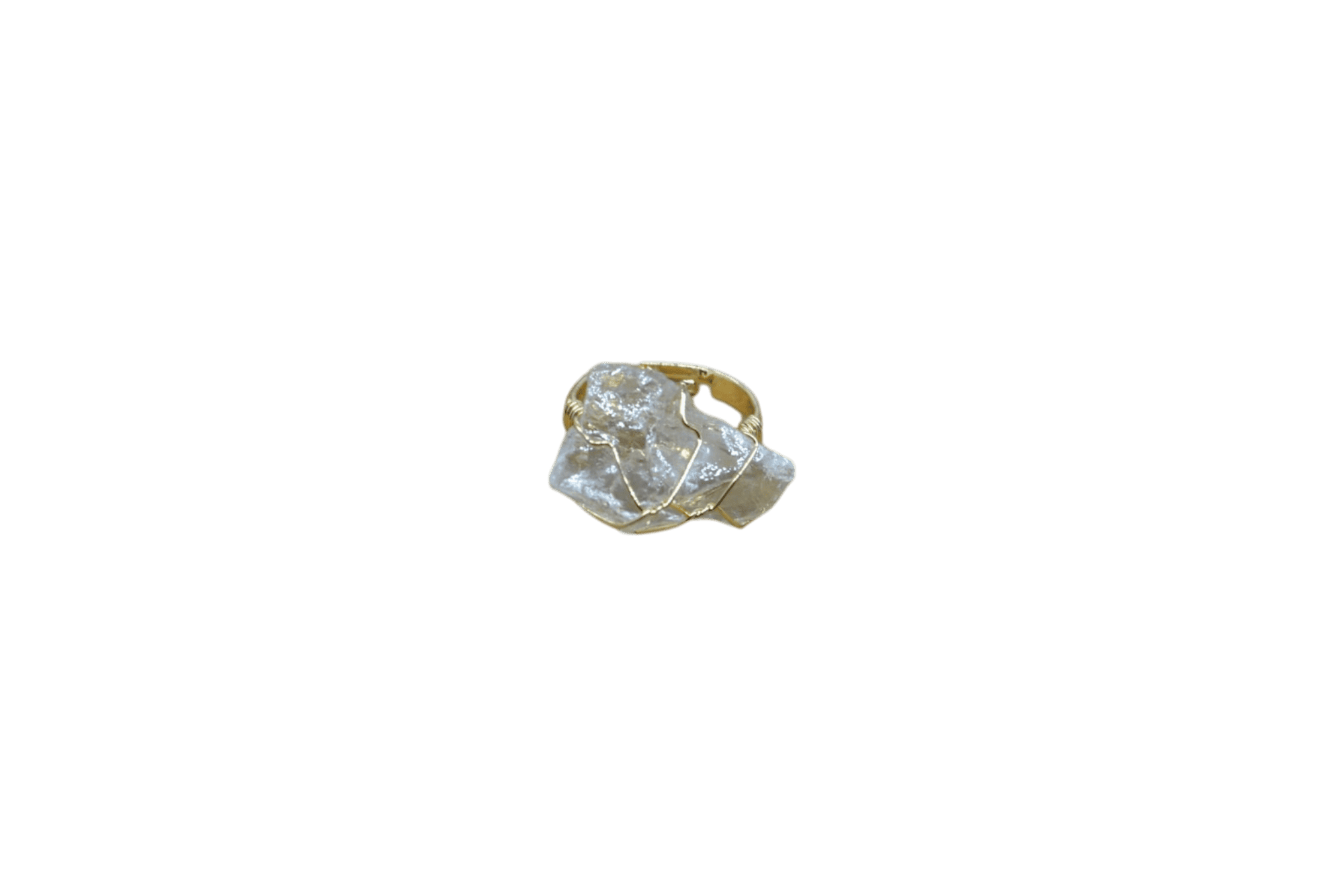 Anillo ajustable de cuarzo cristal en bruto