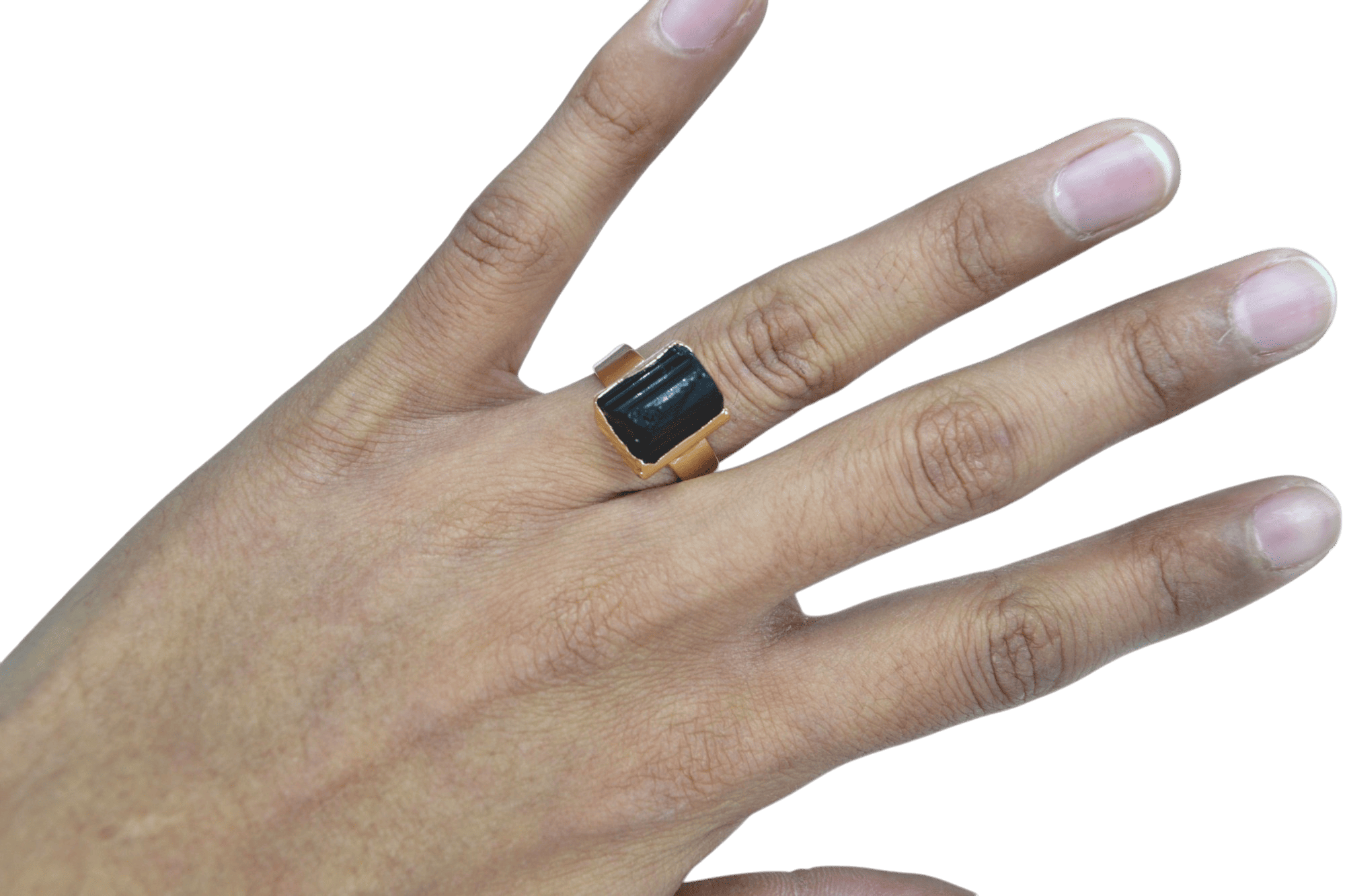 Anillo ajustable de piedra turmalina en bruto - Imagen 2