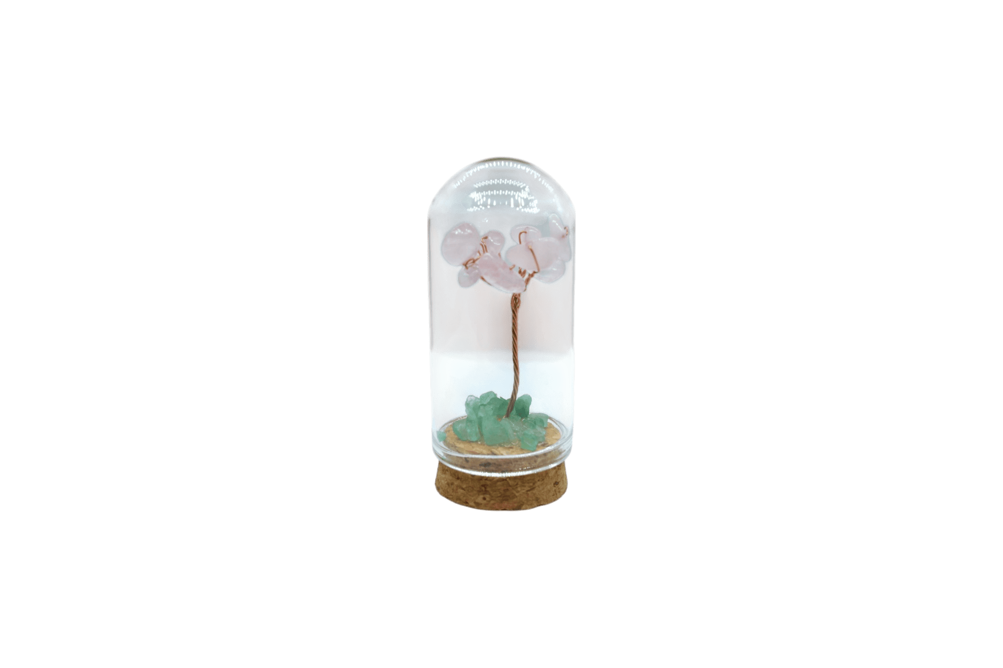 Arbolito de cuarzo rosa encapsulado | 2.5cm x 6cm