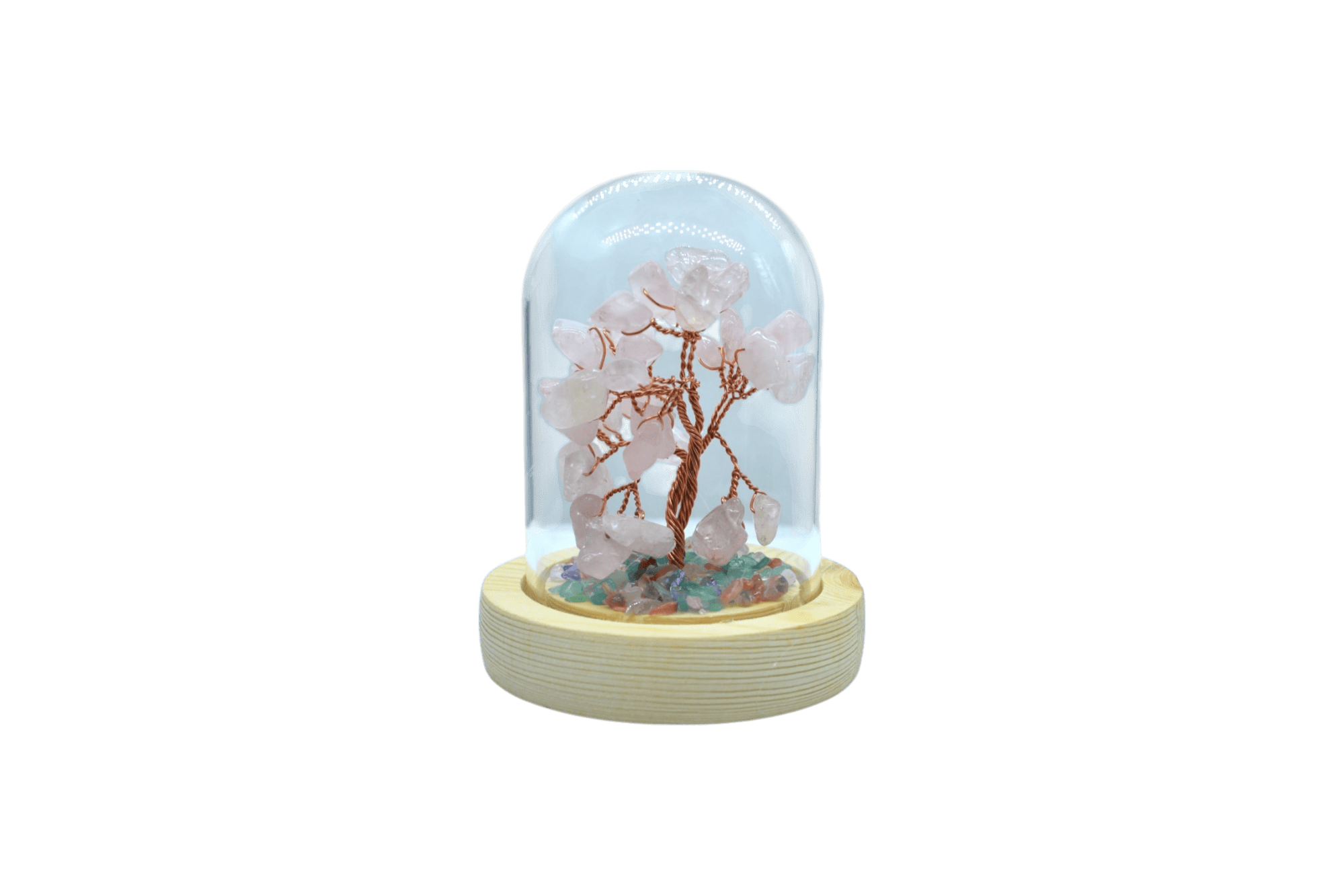 Arbolito de cuarzo rosa encapsulado | 8cm x 10cm