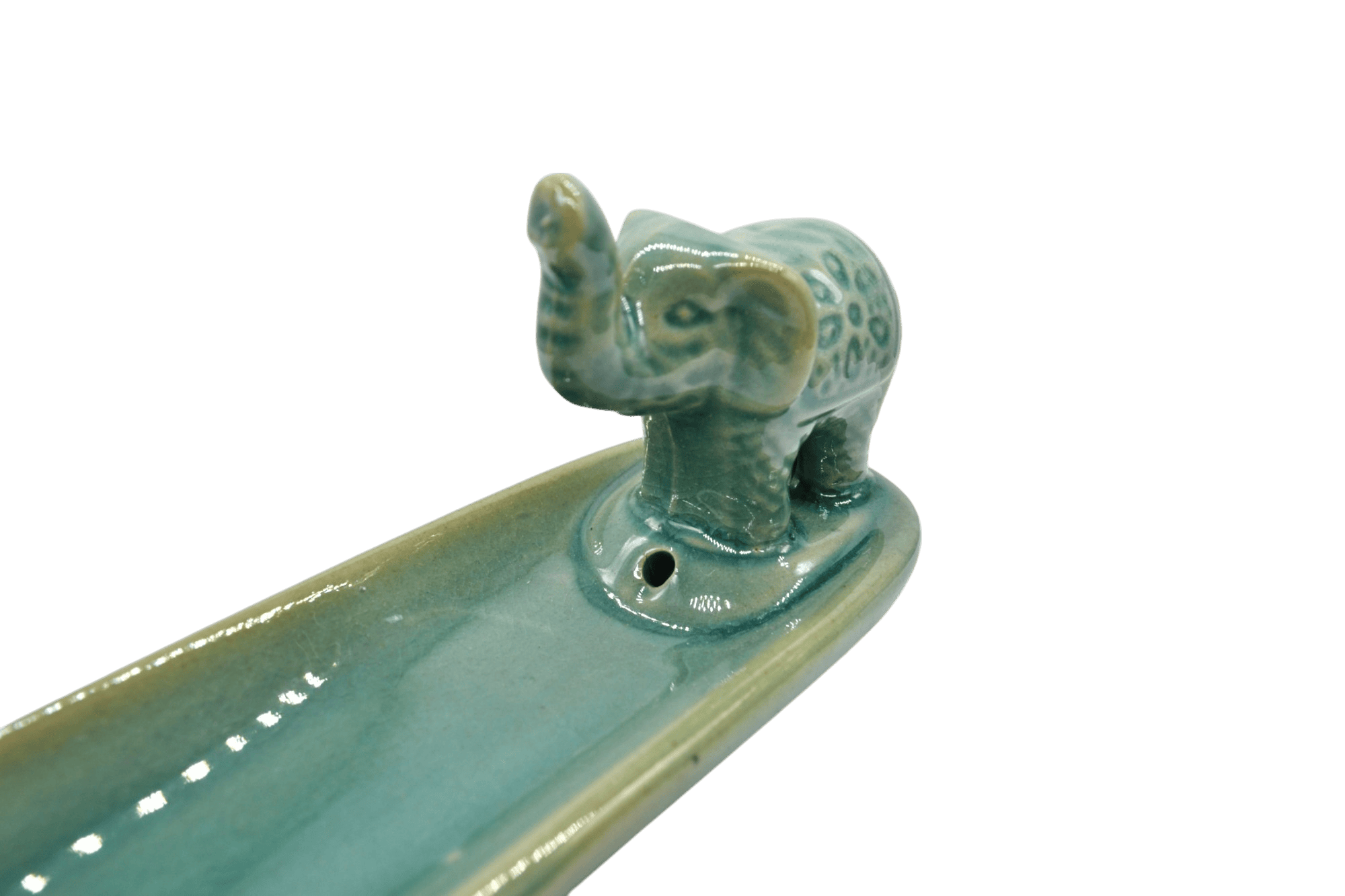Incensario de cerámica en forma de barra con elefante | Color verde claro - Imagen 2