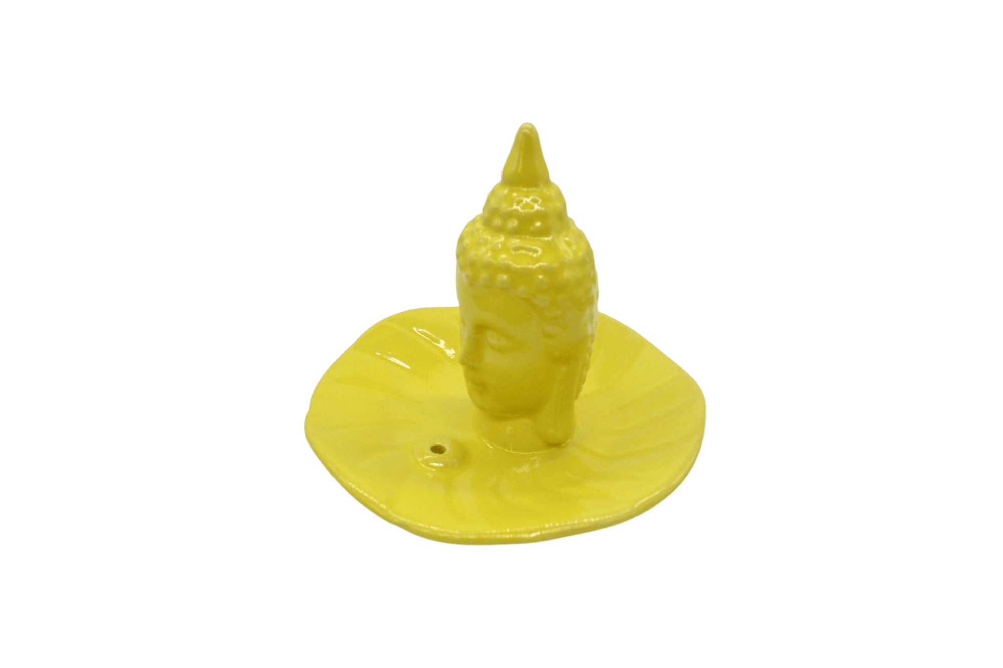 Incensario de cerámica en forma circular con buda | Color amarillo - Imagen 2