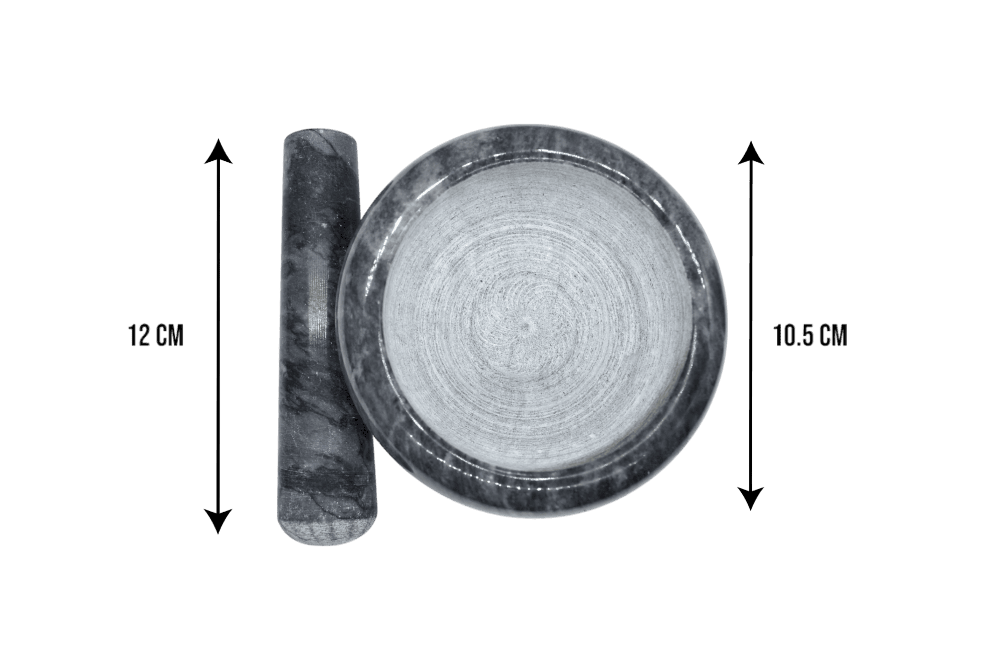 Mortero de piedra mármol | Gris obscuro | 10.5cm x 5.5cm - Imagen 2