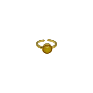 Anillo ajustable de piedra ágata amarilla diseño de una cuenta de piedra