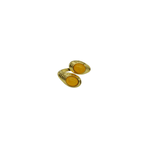 Anillo ajustable de piedra ágata amarilla diseño espiral con 2 cuentas de piedra