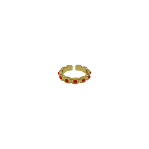Anillo ajustable de piedra ágata cornalina diseño de cuentas pequeñas