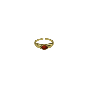 Anillo ajustable de piedra ágata cornalina diseño de cuenta oval mini de piedra