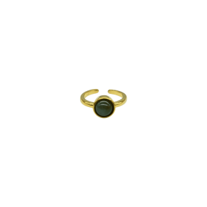 Anillo ajustable de piedra ágata musgosa diseño de una cuenta de piedra