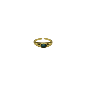 Anillo ajustable de piedra ágata musgosa diseño de cuenta oval mini de piedra