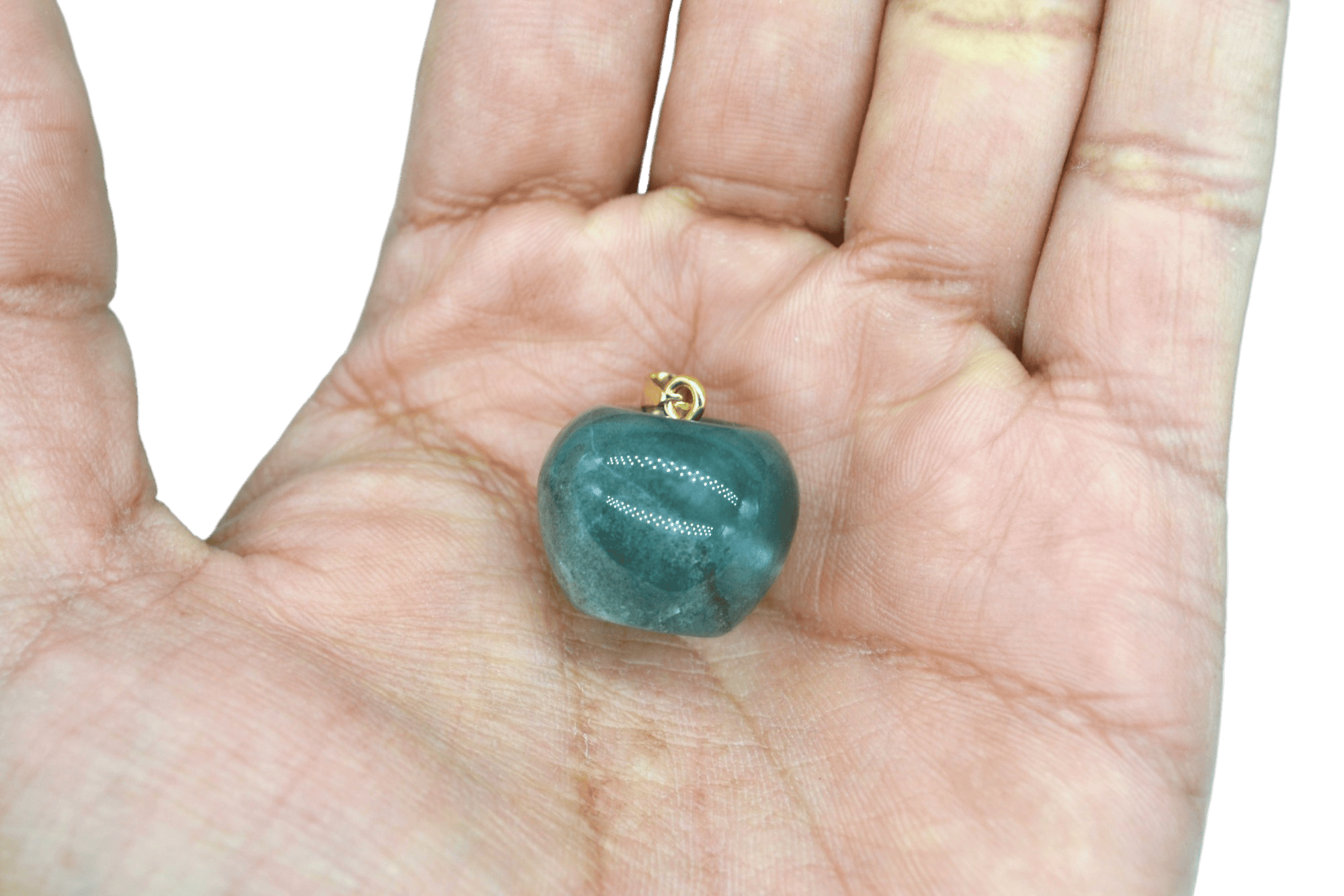 Dije de piedra ágata musgosa en forma de manzana - Imagen 2