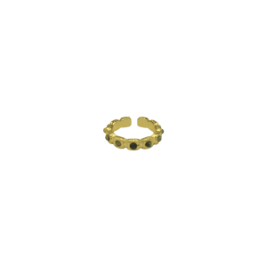 Anillo ajustable de piedra ágata musgosa diseño de cuentas pequeñas