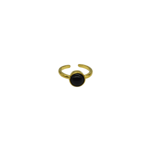 Anillo ajustable de piedra ágata negra diseño de una cuenta de piedra