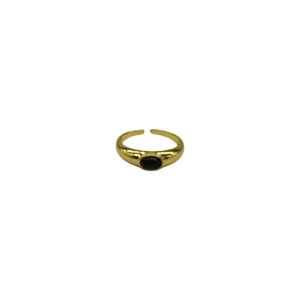 Anillo ajustable de piedra ágata negra diseño de cuenta oval mini de piedra