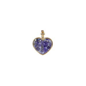 Dije de cuarzo amatista encapsulado en forma de corazón
