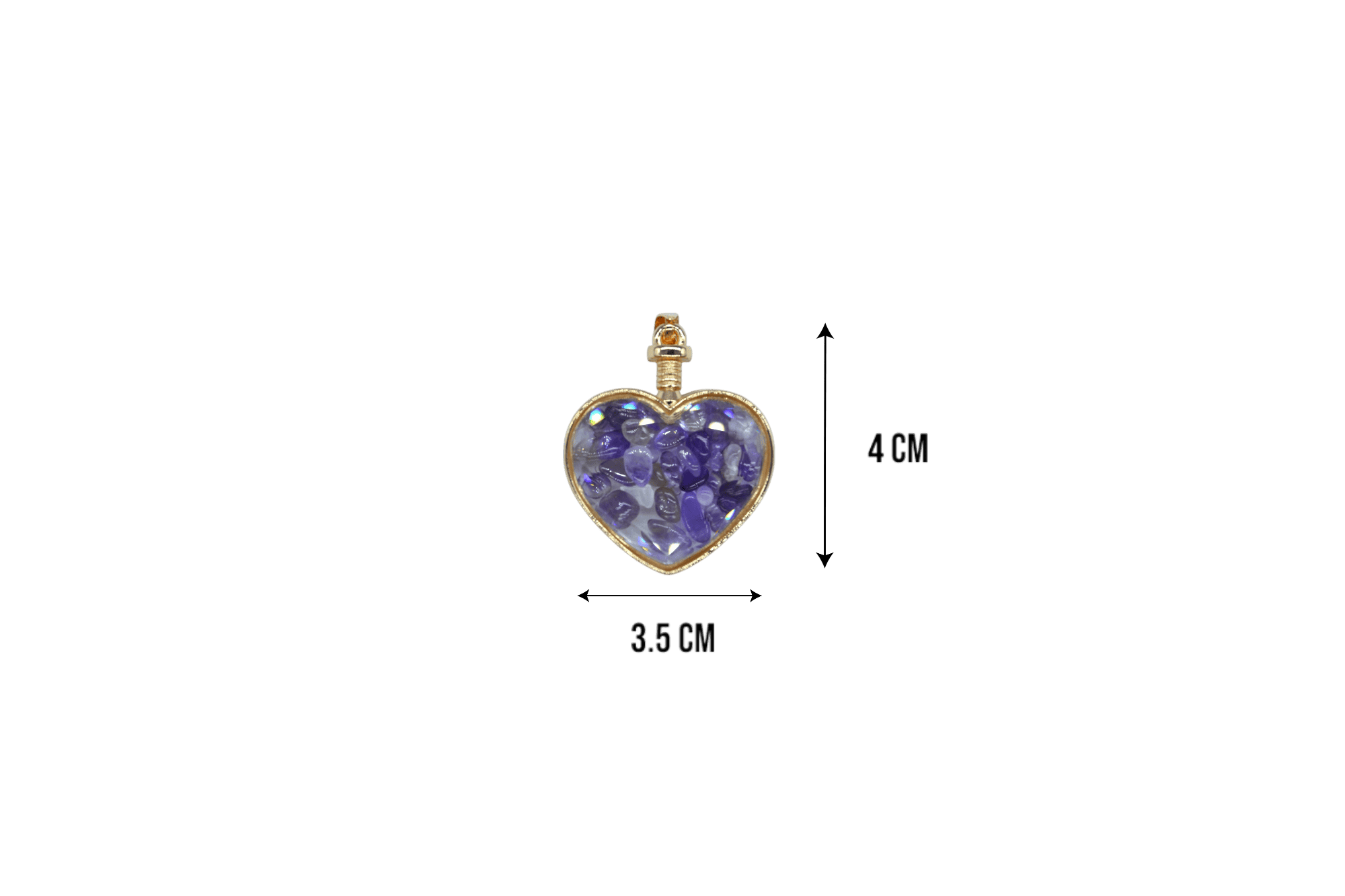 Dije de cuarzo amatista encapsulado en forma de corazón - Imagen 2