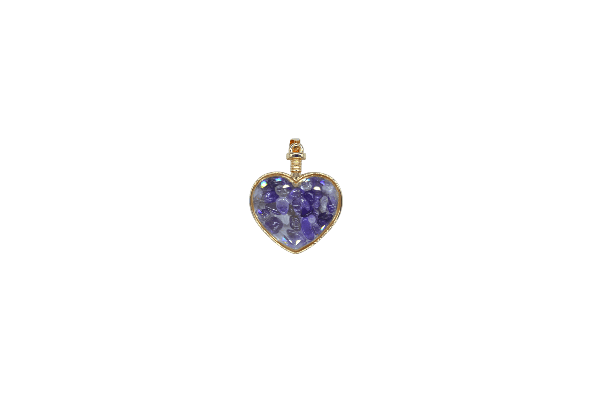 Dije de cuarzo amatista encapsulado en forma de corazón