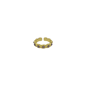 Anillo ajustable de cuarzo amatista diseño de cuentas pequeñas