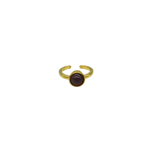 Anillo ajustable de cuarzo amatista diseño de una cuenta de piedra