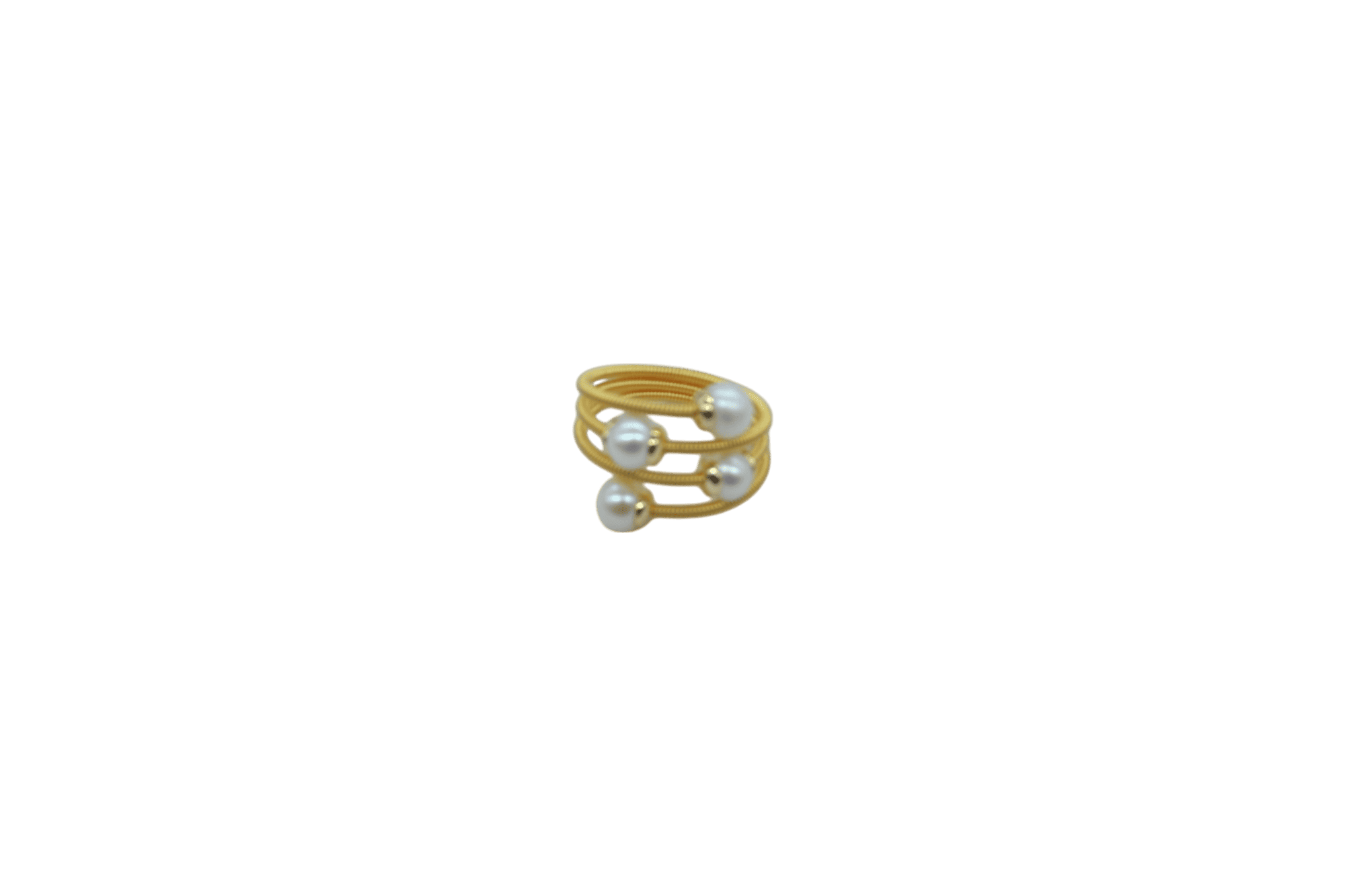 Anillo espiral ajustable con 4 perlas de cultivo natural