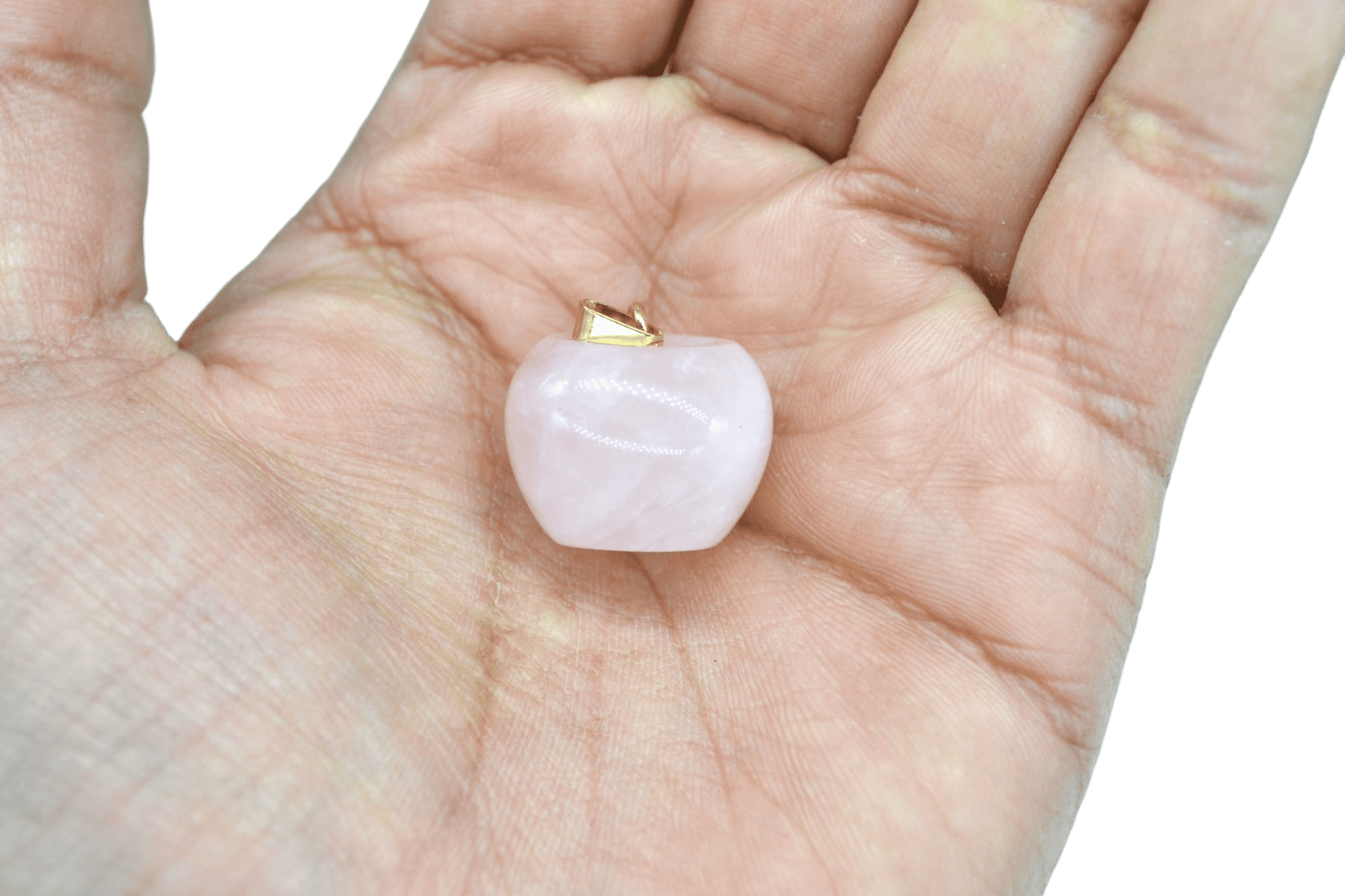 Dije de cuarzo rosa en forma de manzana - Imagen 2