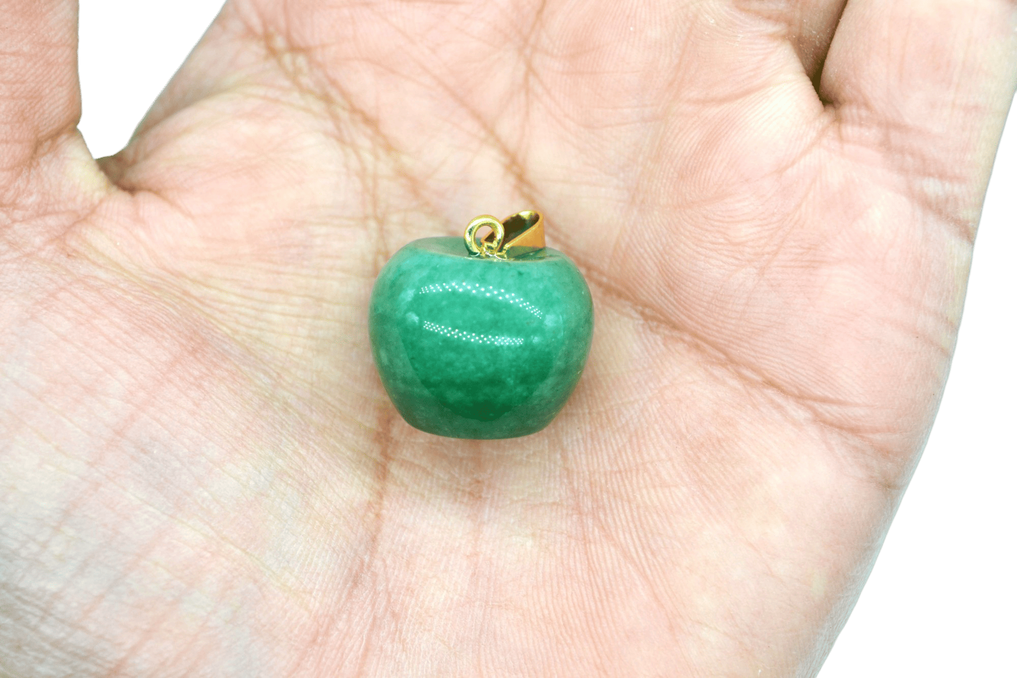 Dije de cuarzo verde en forma de manzana - Imagen 2