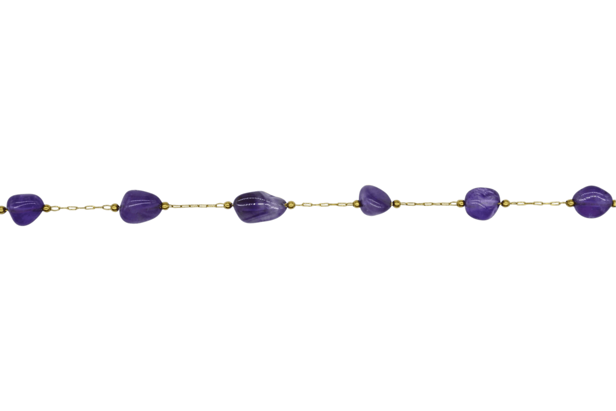 Cadena de metal con cuentas amorfas de cuarzo amatista - Imagen 2
