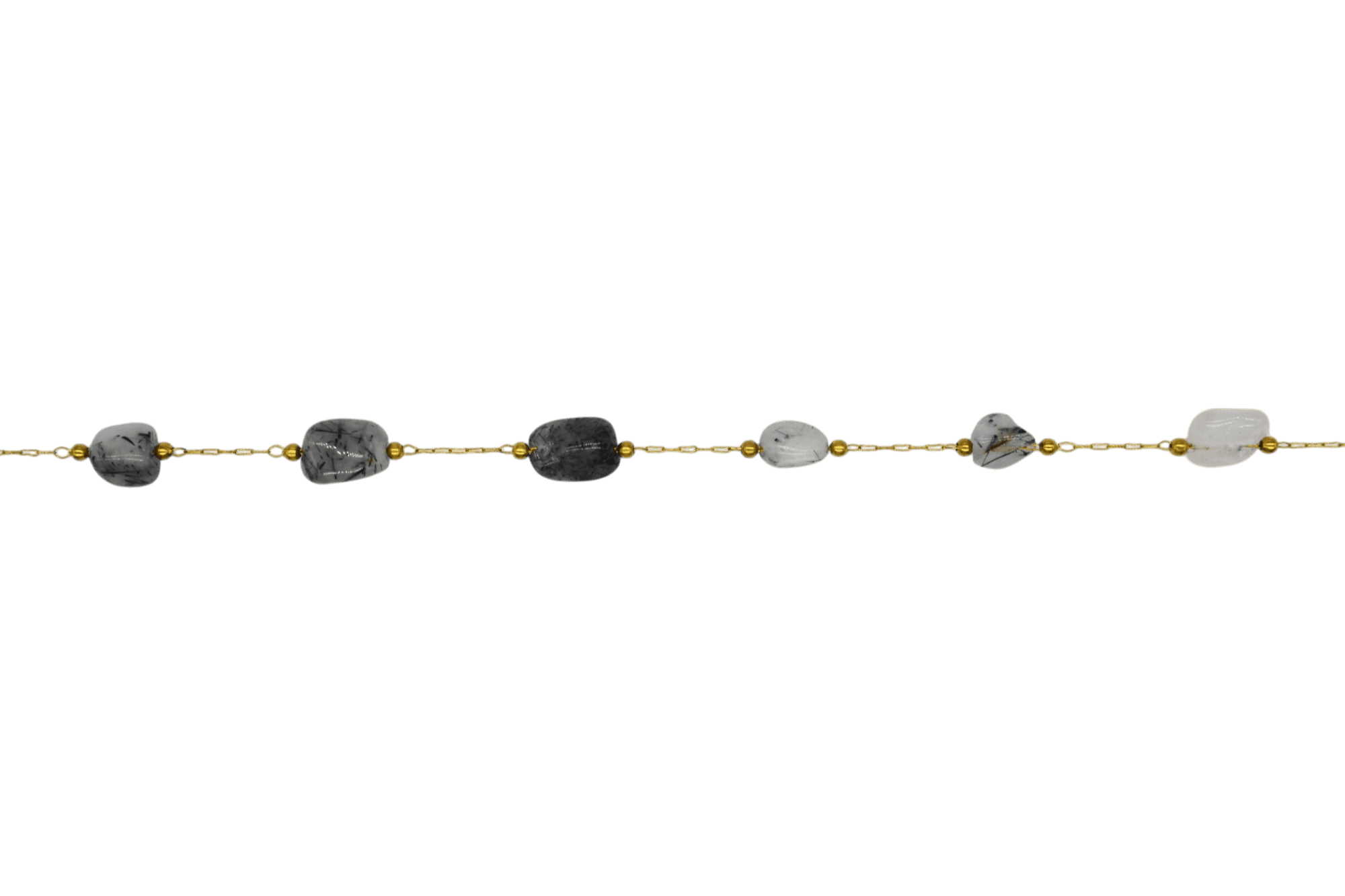 Cadena de metal con cuentas amorfas de cuarzo turmalinado - Imagen 2