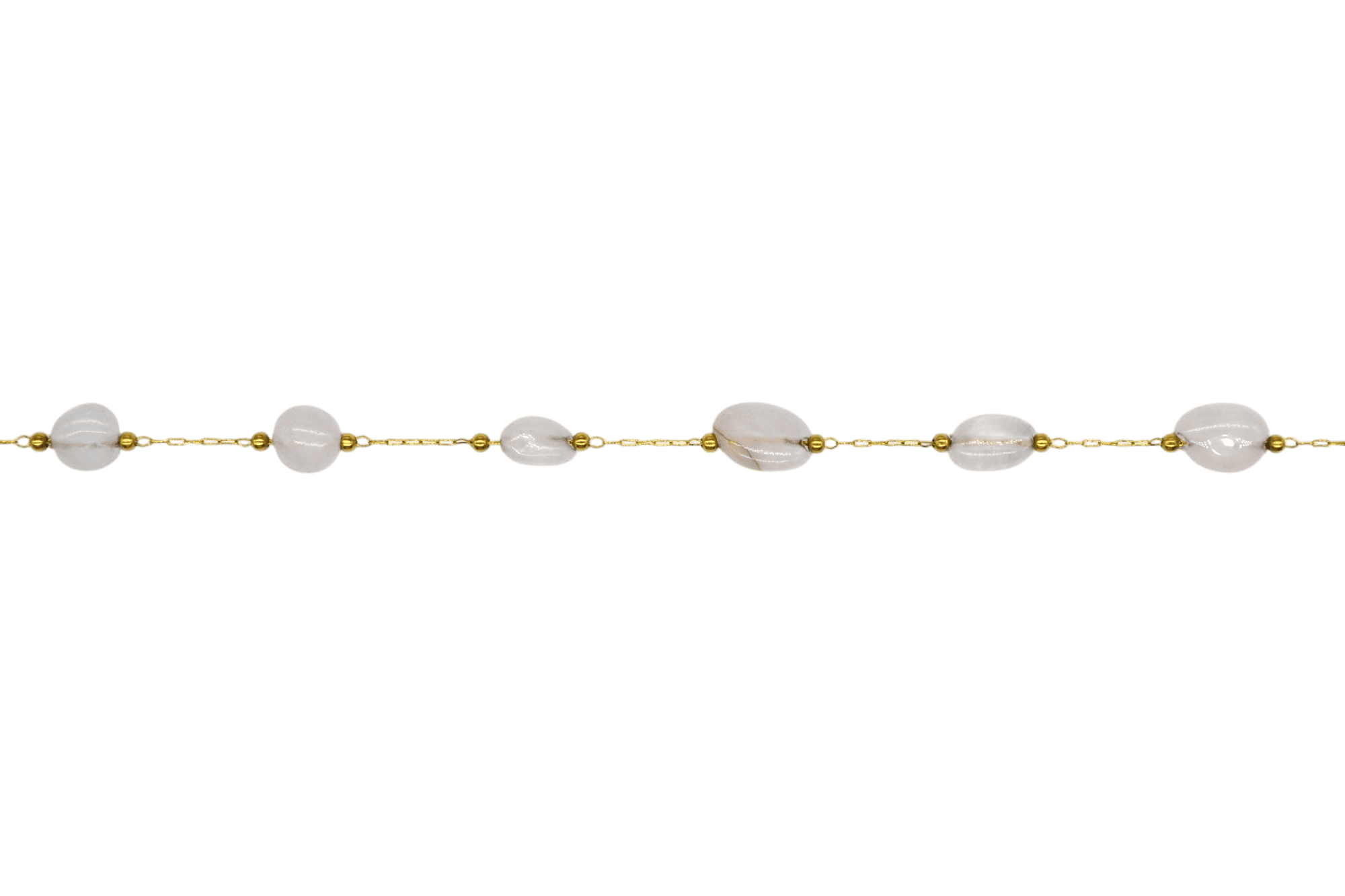 Cadena de metal con cuentas amorfas de cuarzo rosa - Imagen 2