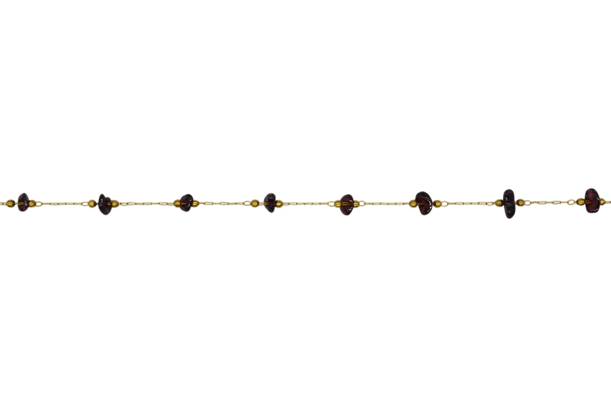 Cadena de metal con cuentas amorfas de piedra granate - Imagen 2