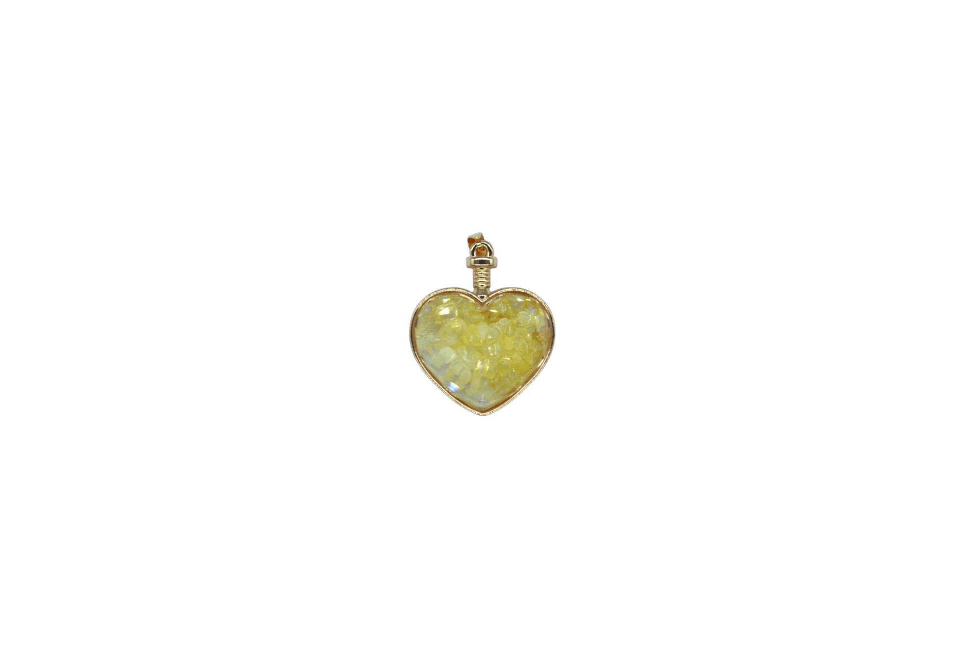 Dije de cuarzo citrino encapsulado en forma de corazón