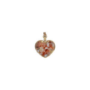 Dije de piedra ágata cornalina encapsulado en forma de corazón