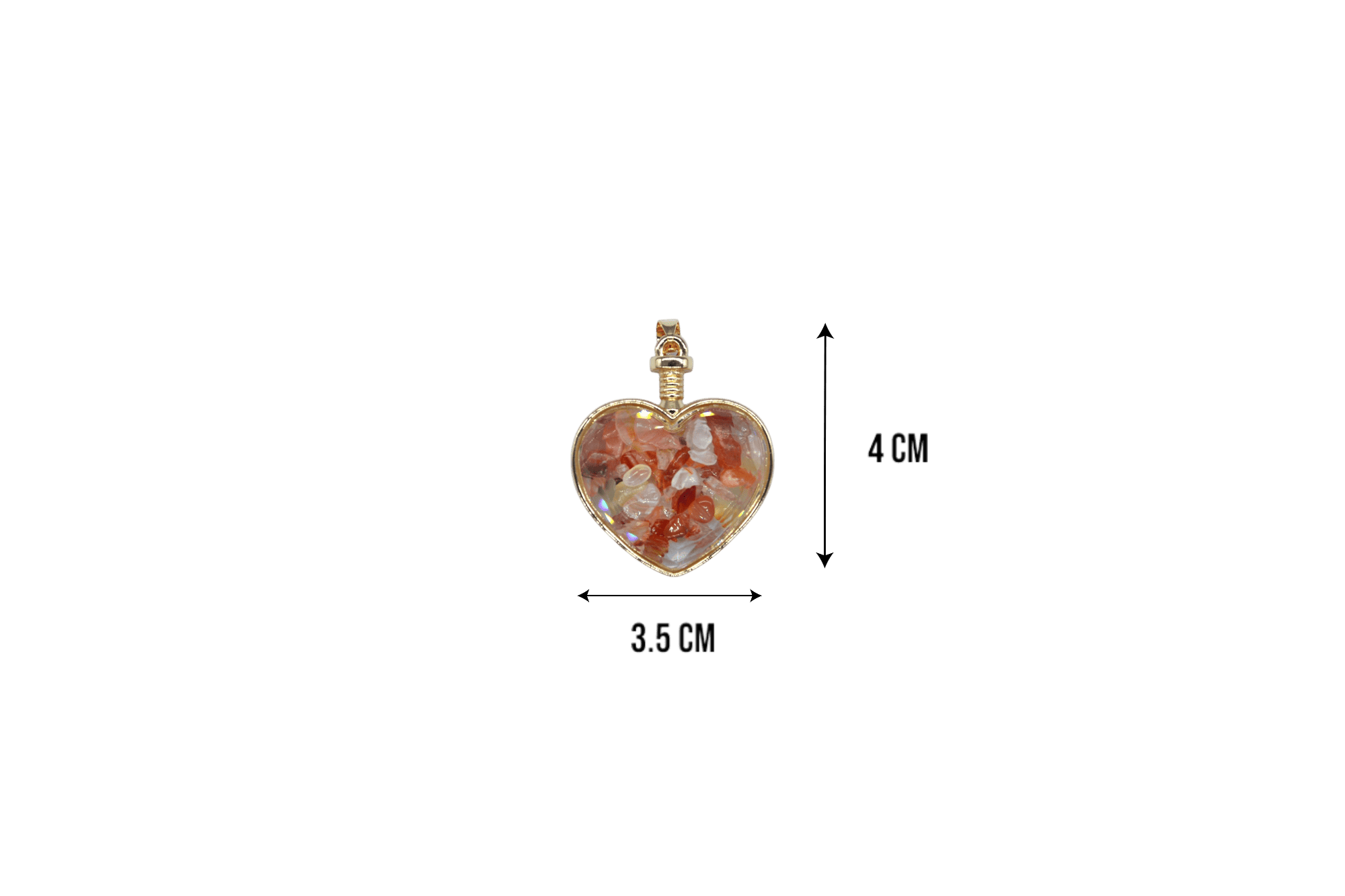 Dije de piedra ágata cornalina encapsulado en forma de corazón - Imagen 2
