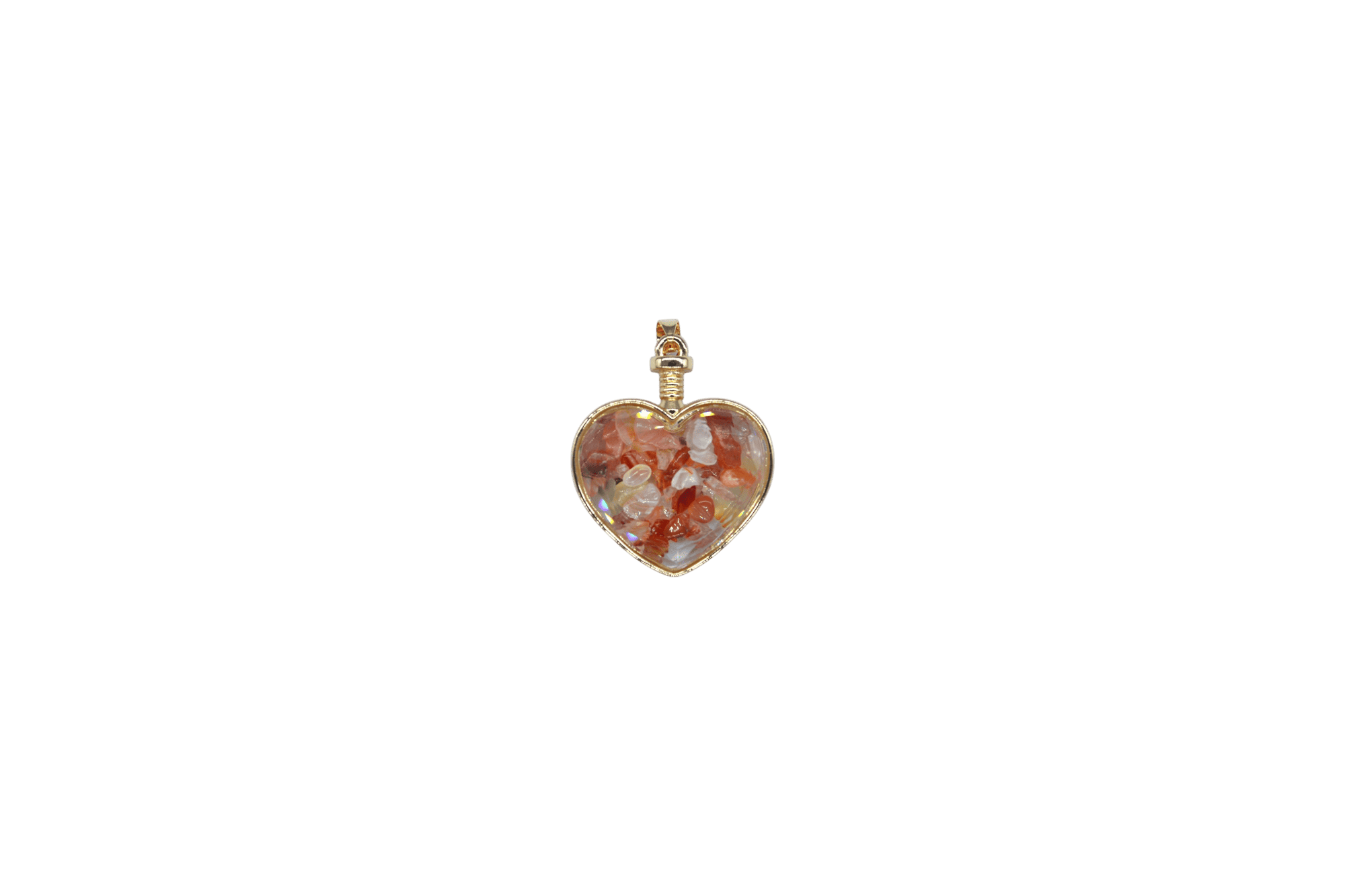 Dije de piedra ágata cornalina encapsulado en forma de corazón