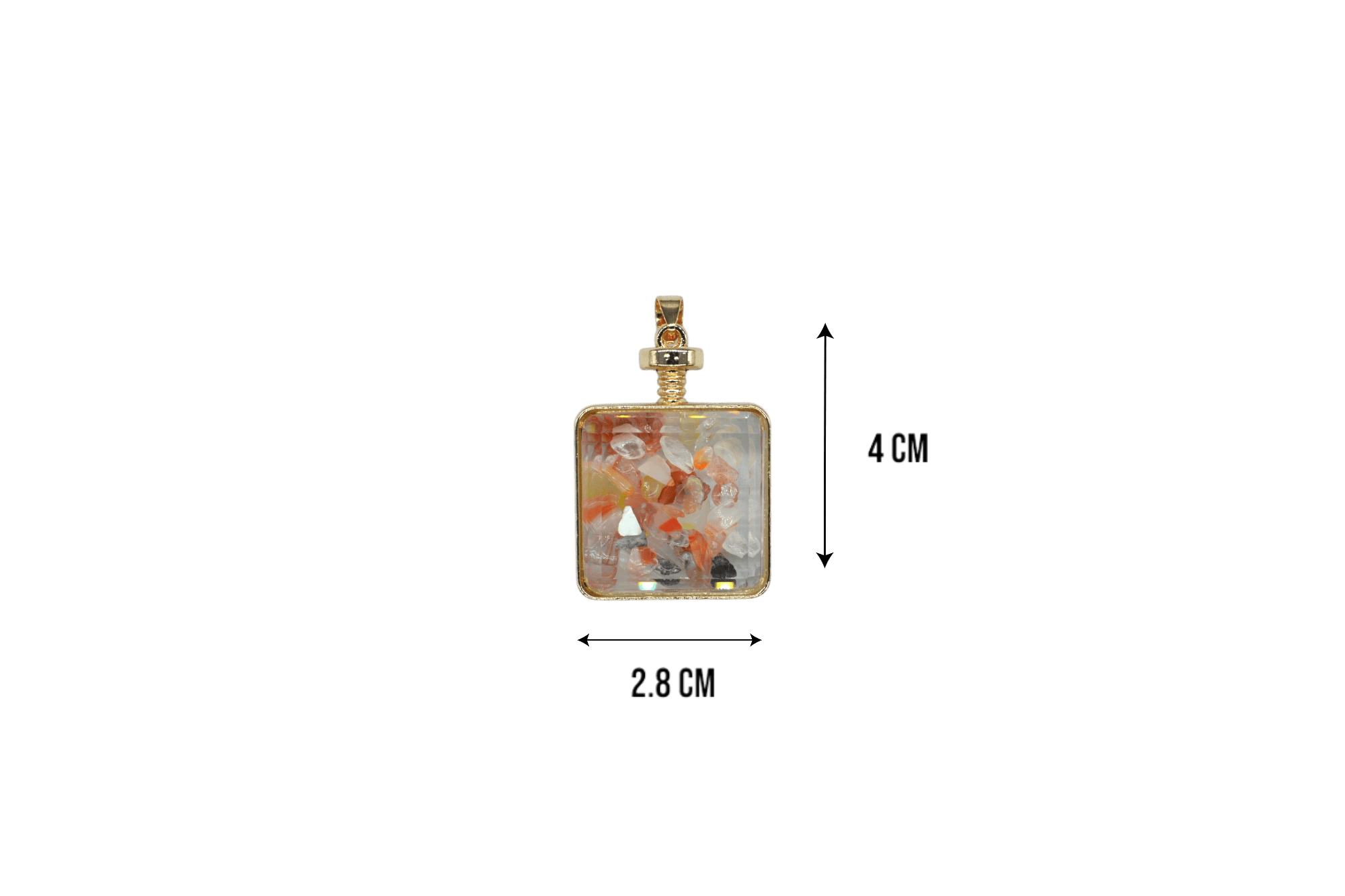 Dije de piedra ágata cornalina encapsulado en forma de cubo - Imagen 2