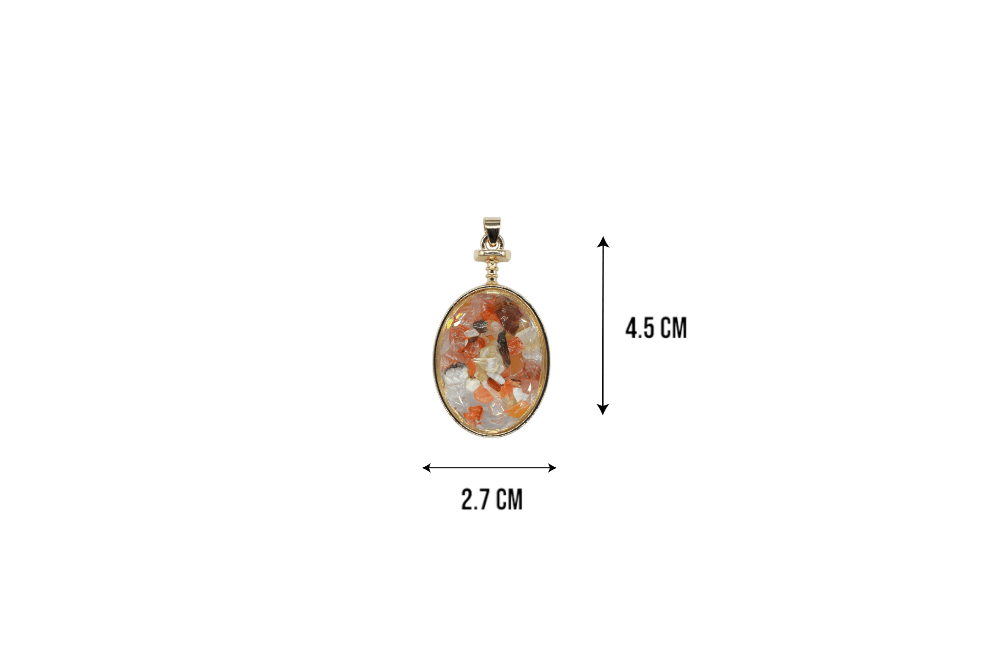 Dije de piedra ágata cornalina encapsulado en forma oval - Imagen 2