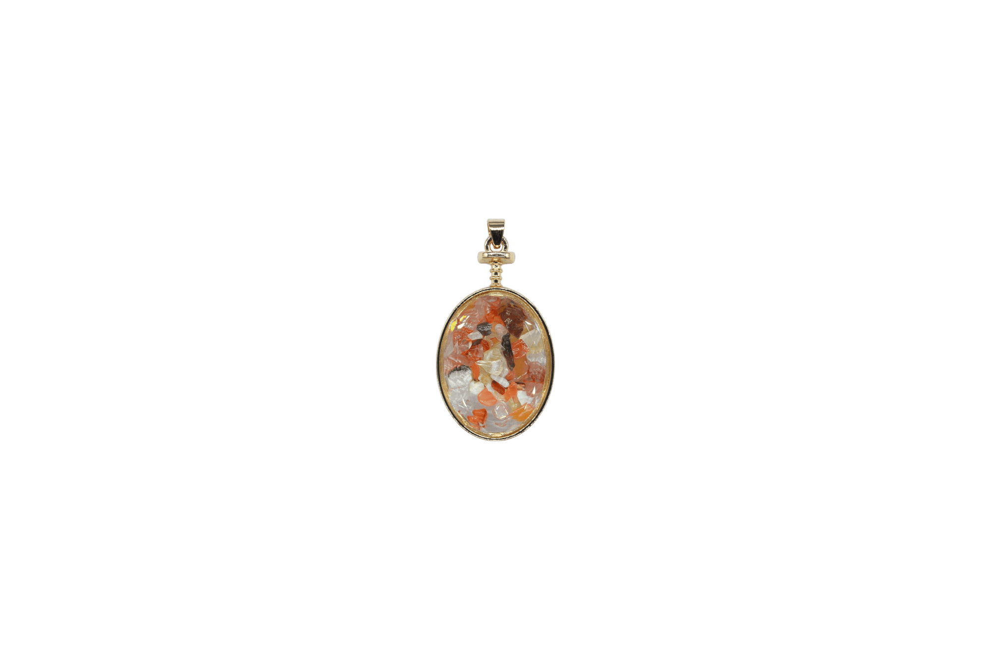 Dije de piedra ágata cornalina encapsulado en forma oval