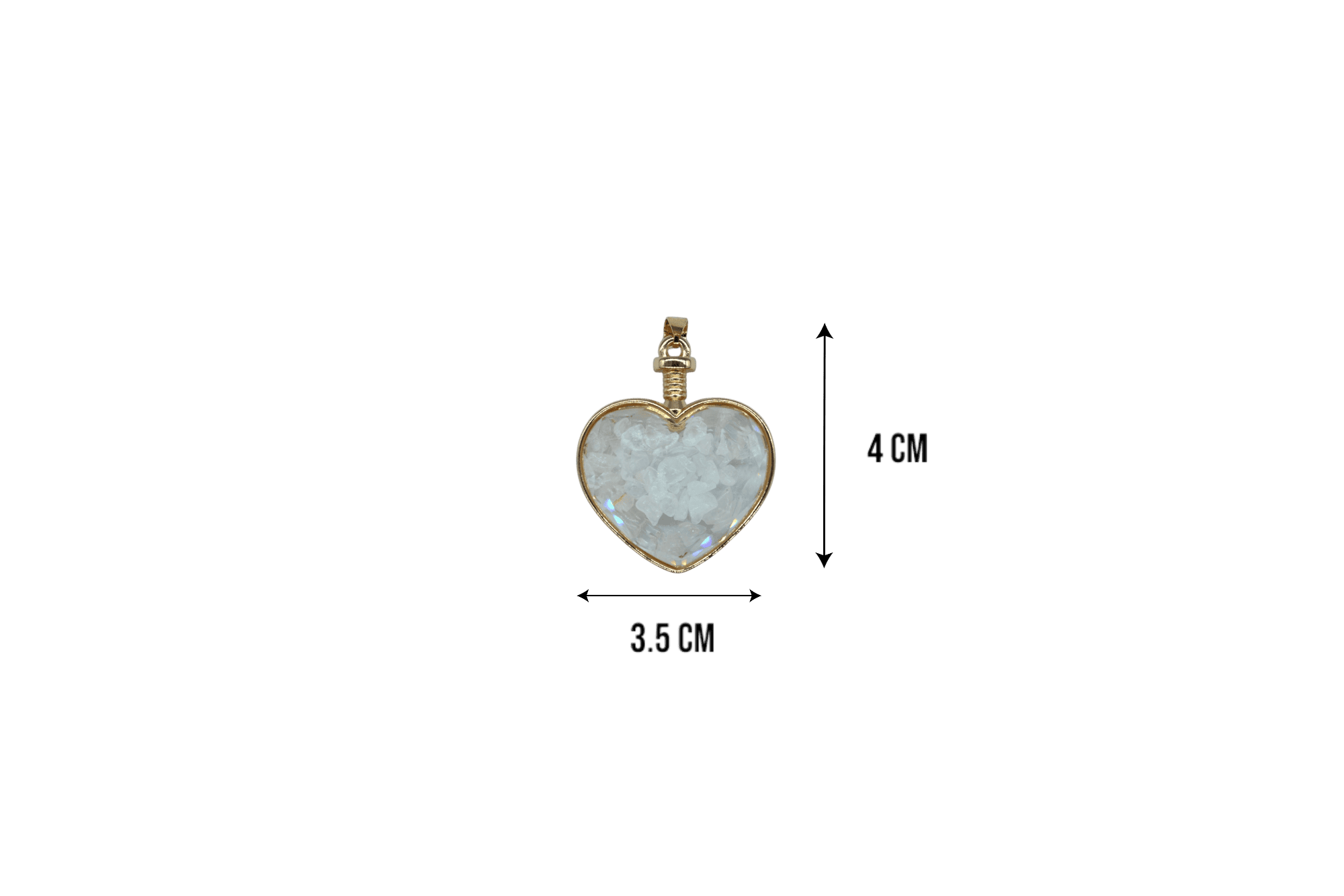 Dije de cuarzo blanco encapsulado en forma de corazón - Imagen 2