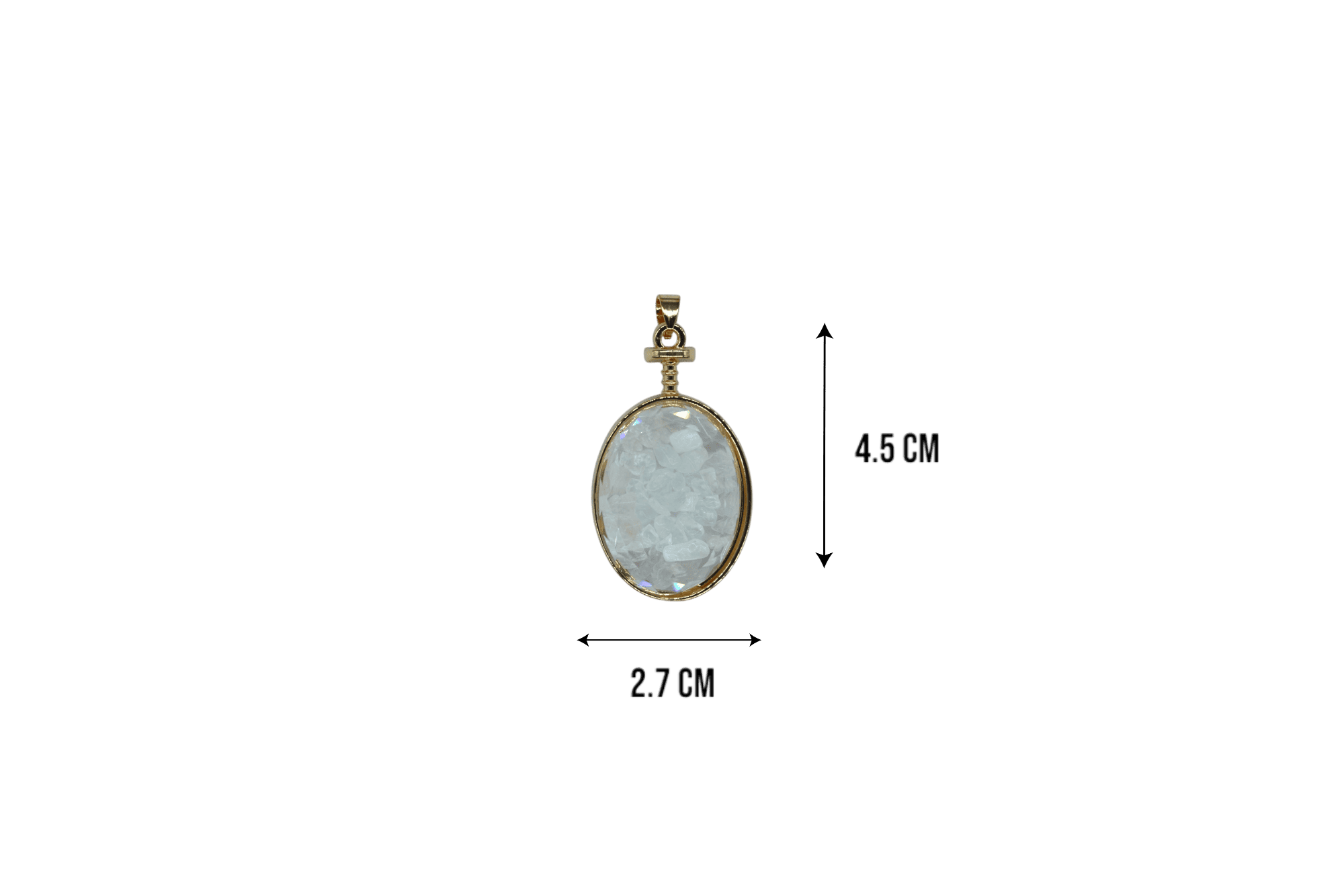 Dije de cuarzo blanco encapsulado en forma oval - Imagen 2