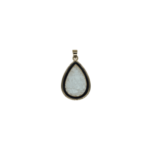 Dije de cuarzo blanco encapsulado en forma de gota