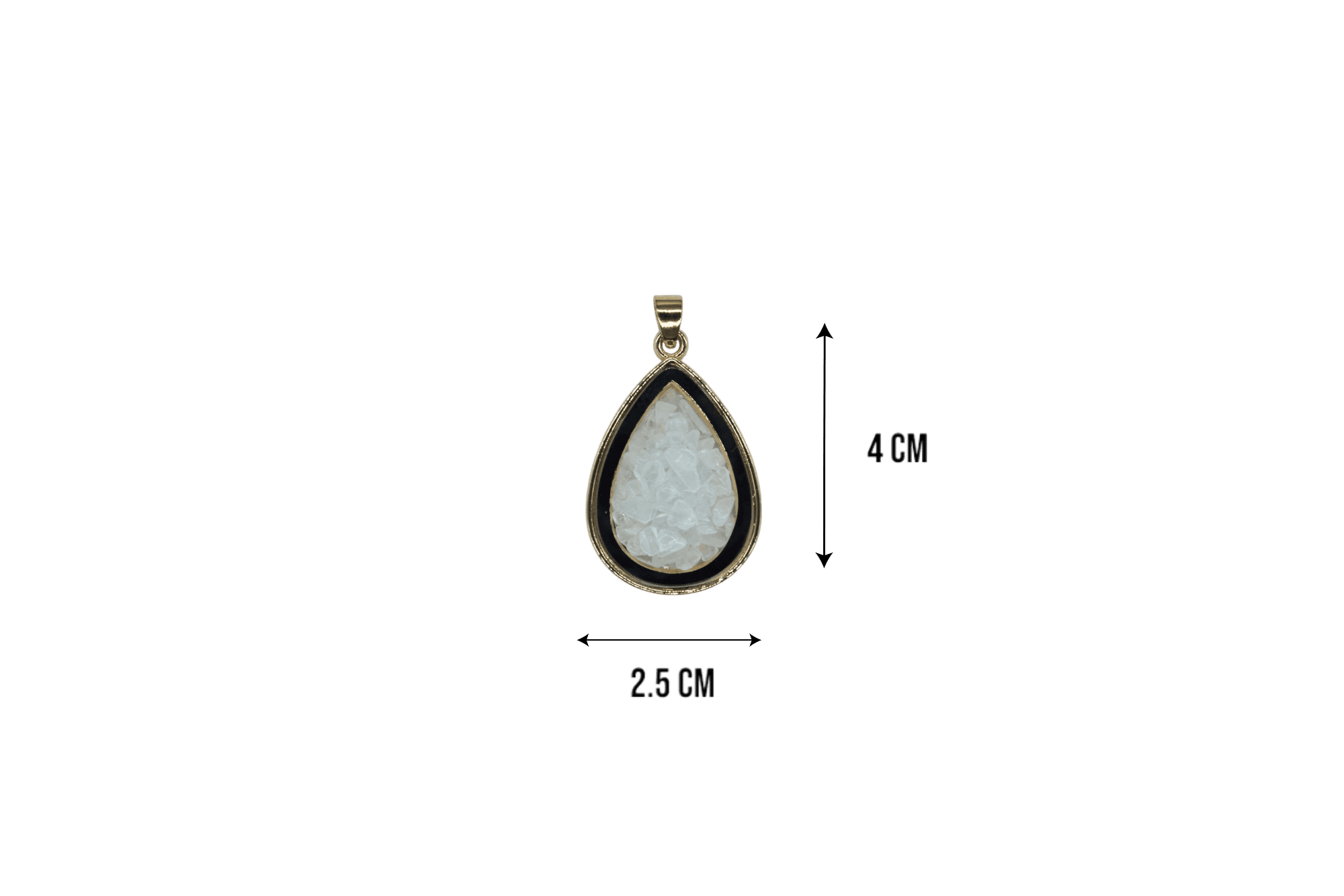 Dije de cuarzo blanco encapsulado en forma de gota - Imagen 2