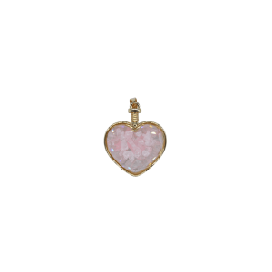 Dije de cuarzo rosa encapsulado en forma de corazón
