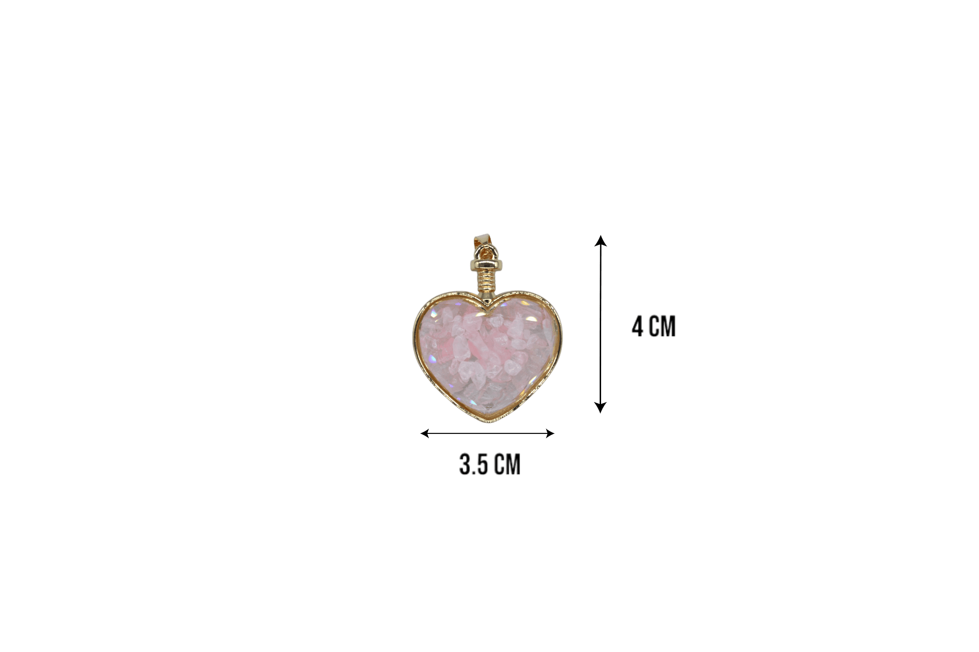 Dije de cuarzo rosa encapsulado en forma de corazón - Imagen 2