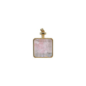 Dije de cuarzo rosa encapsulado en forma de cubo