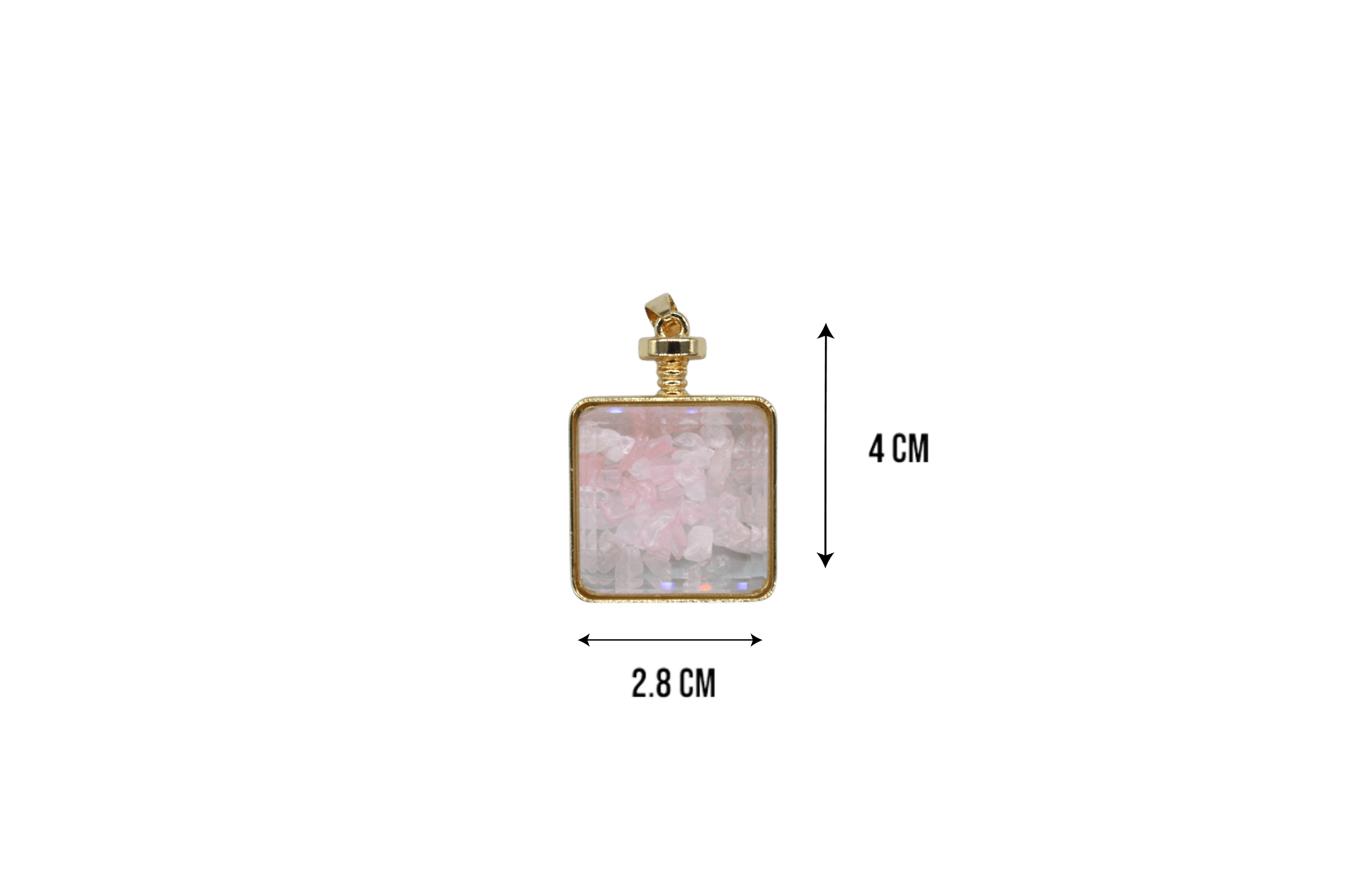 Dije de cuarzo rosa encapsulado en forma de cubo - Imagen 2