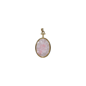 Dije de cuarzo rosa encapsulado en forma oval