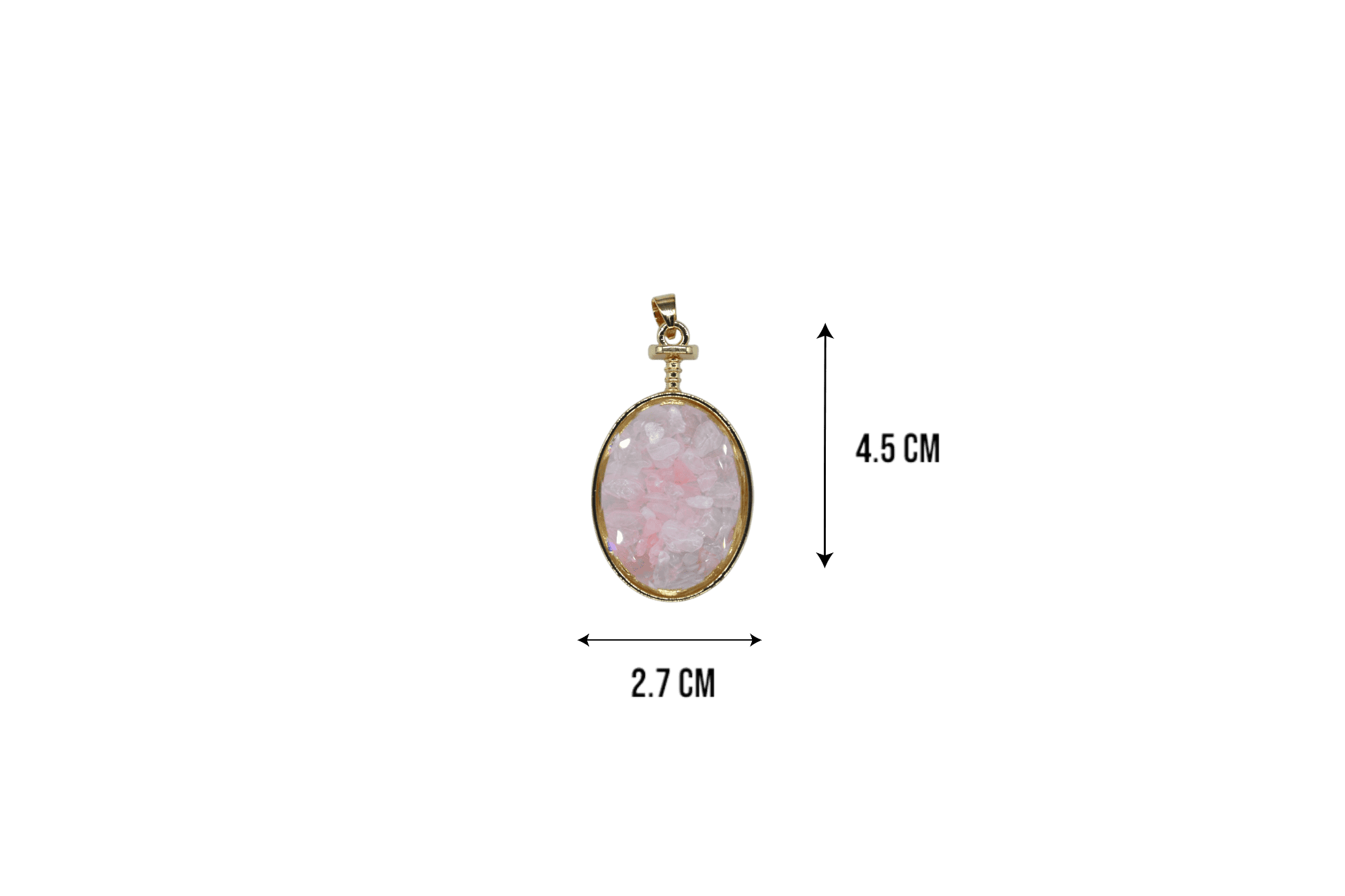 Dije de cuarzo rosa encapsulado en forma oval - Imagen 2