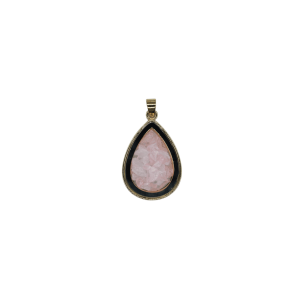 Dije de cuarzo rosa encapsulado en forma de gota